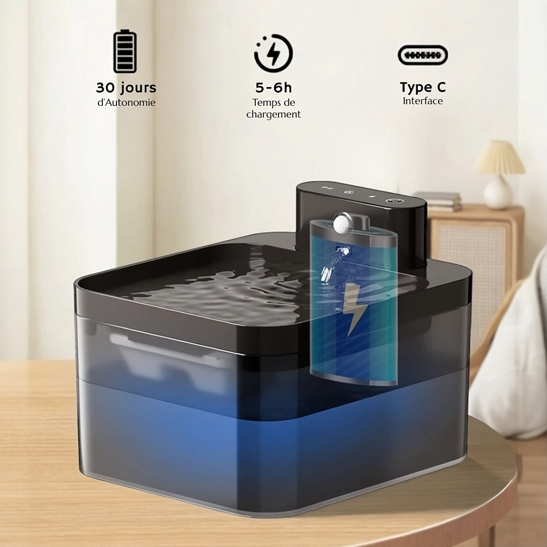 Fontaine à eau pour chat – sans fil, silencieuse et filtrante – TeckHydra