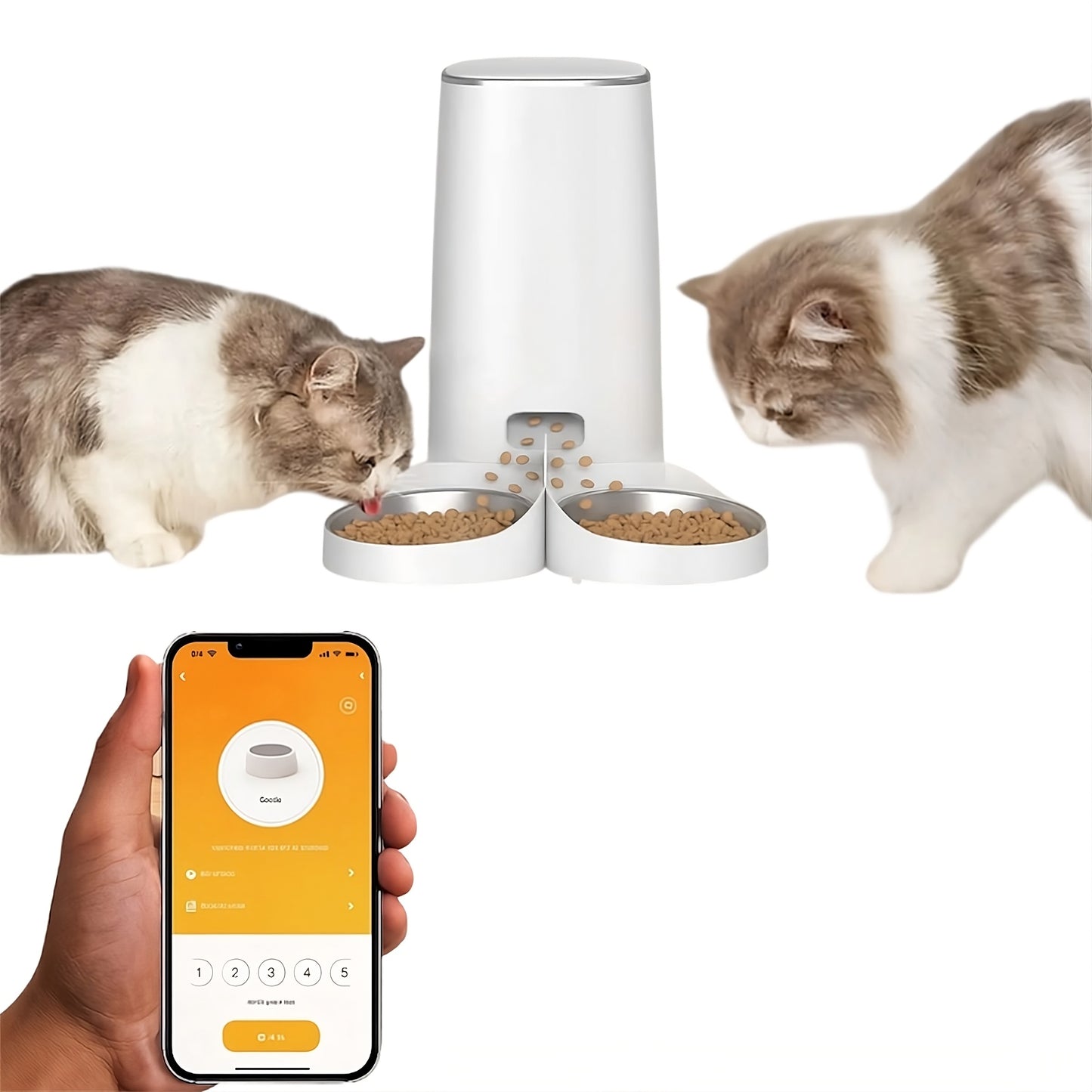 Distributeur de croquettes double pour chats – automatique Wi-Fi – TeckRoje Max