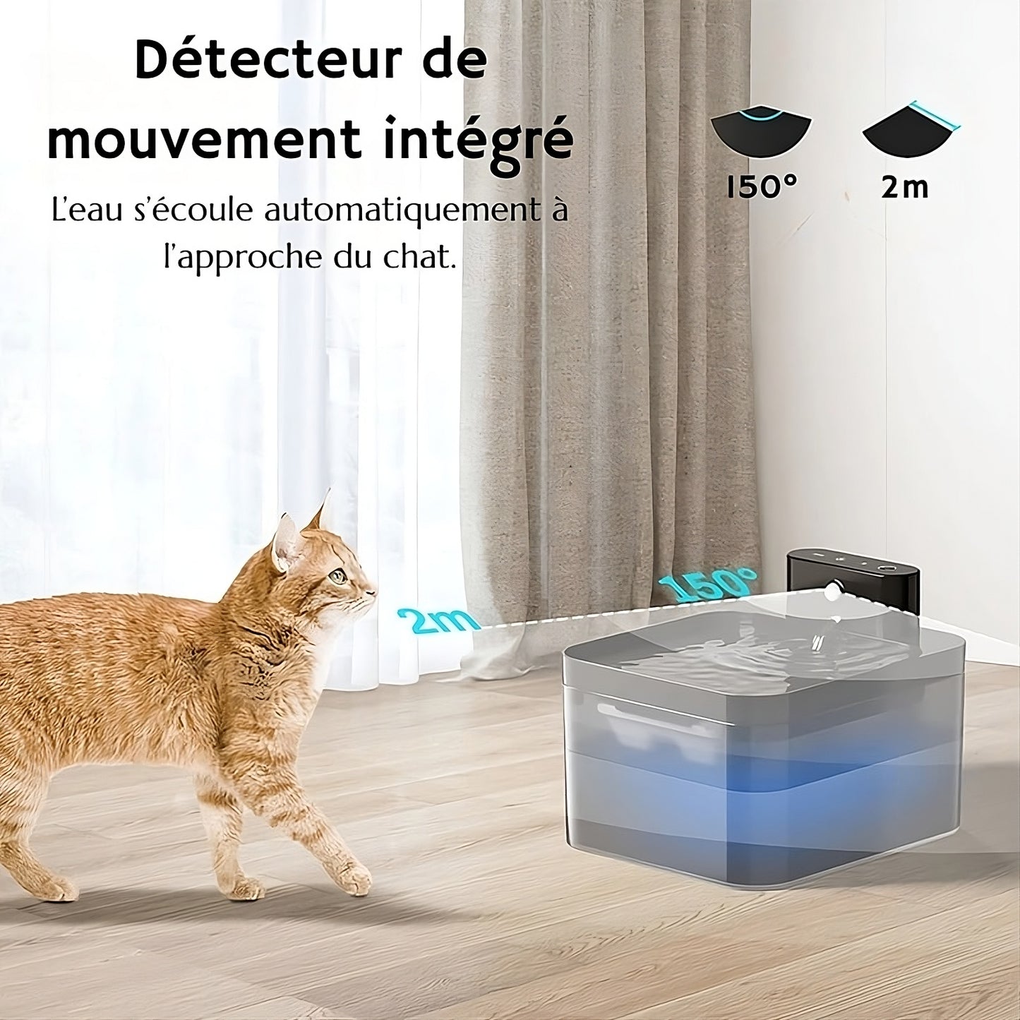 Fontaine à eau pour chat – sans fil, silencieuse et filtrante – TeckHydra