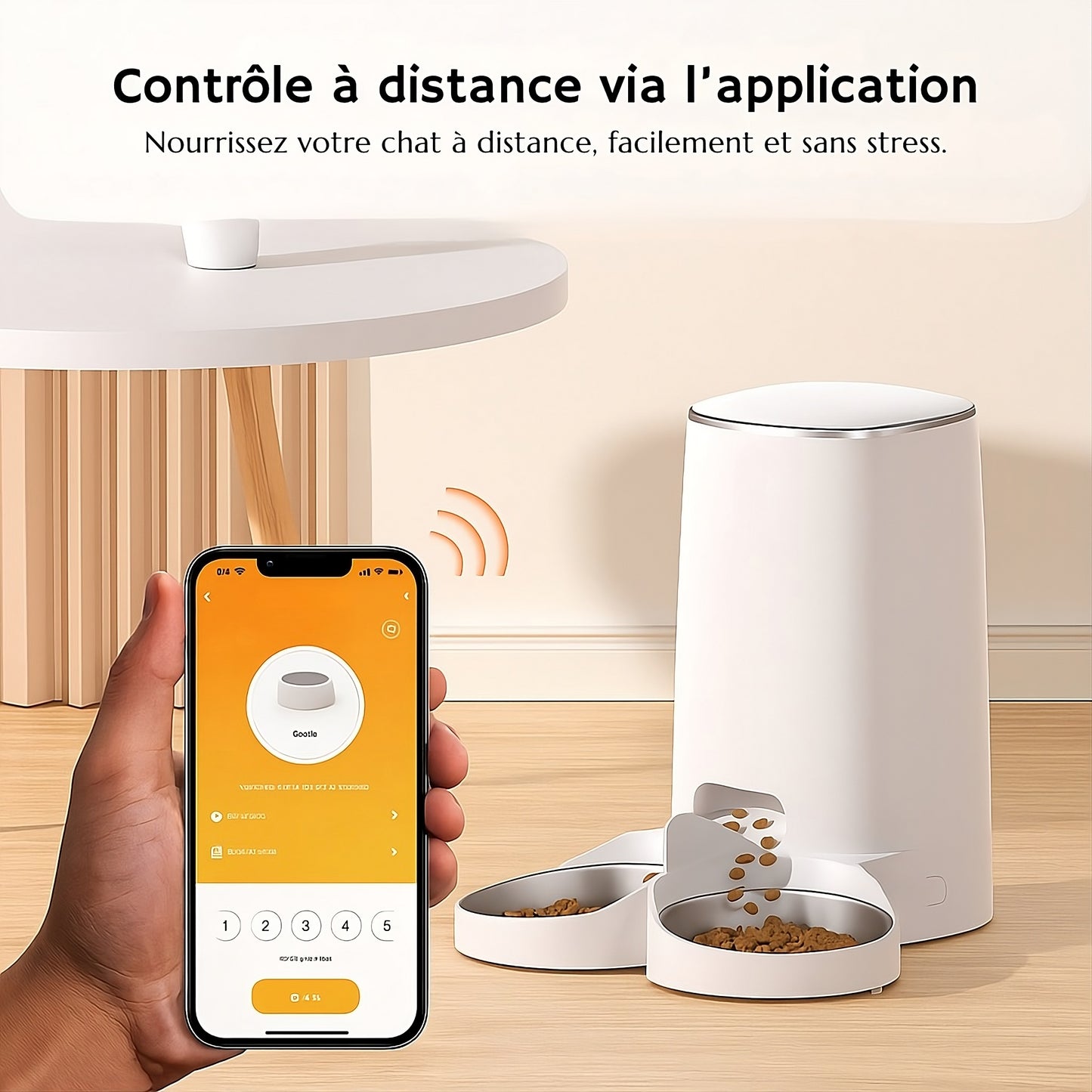 Distributeur de croquettes double pour chats – automatique Wi-Fi – TeckRoje Max